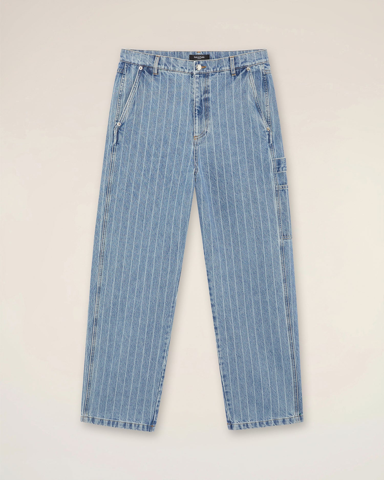 Jear Baguette JP - 501 アイアン　MCI Blue Carpenter Jeans | Men's Pinstripe Straight Leg Baggy Jean