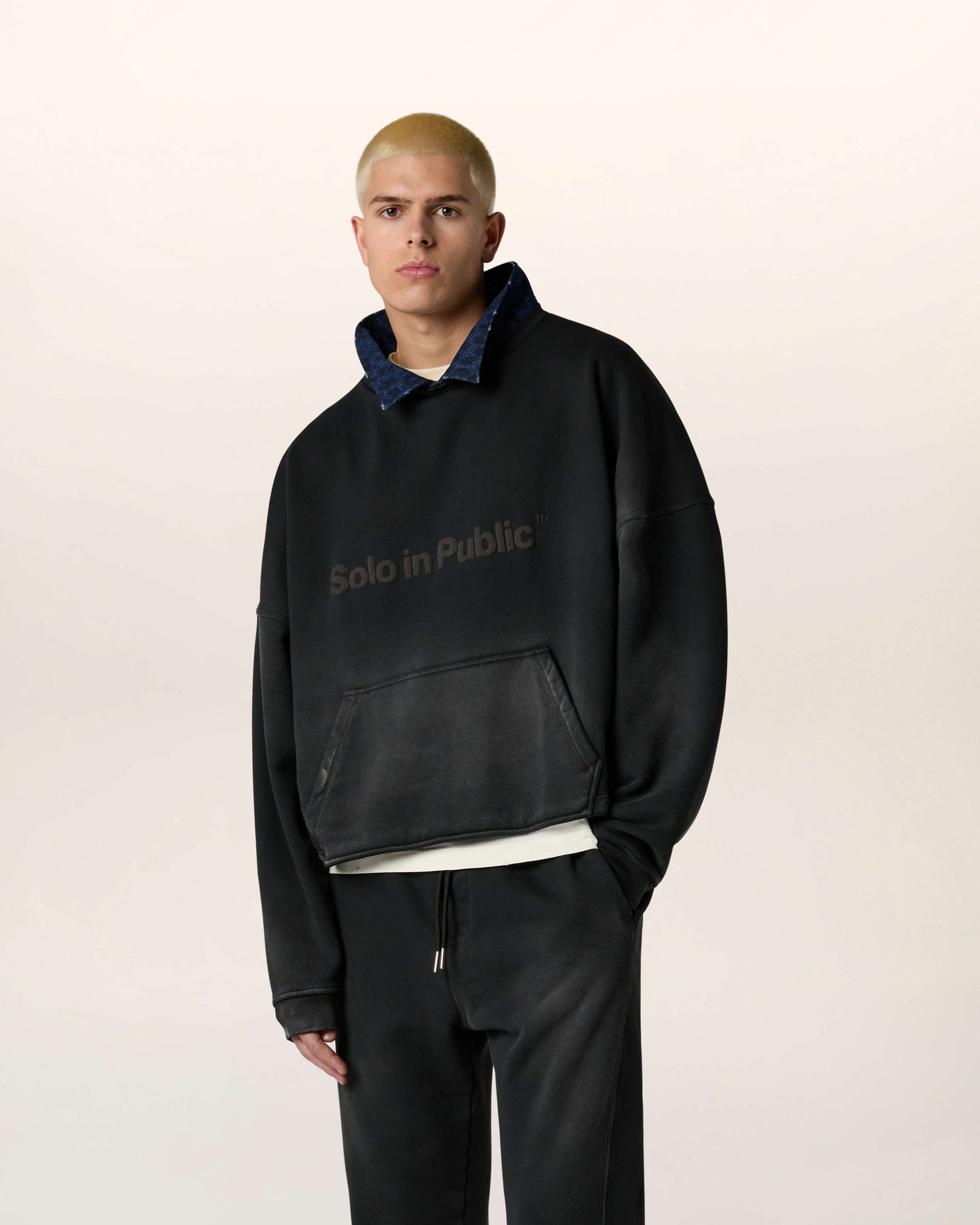 Denim Collar Sweatshirt