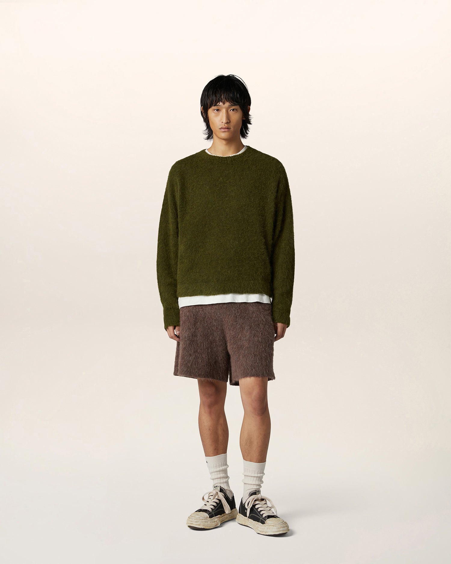 Men's Knitted Shorts in Brown | Boxy Alpaca Wool Shorts – Solo in