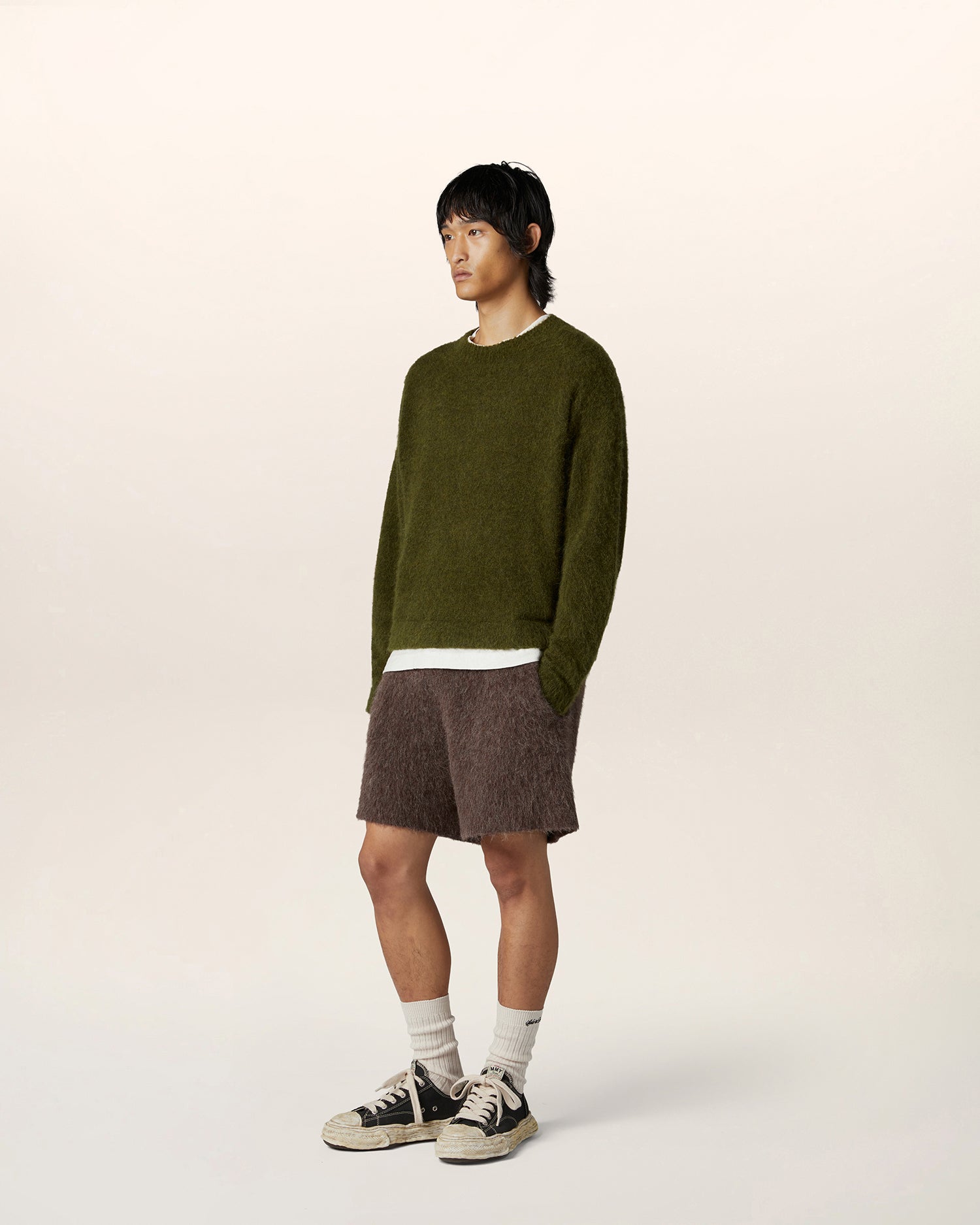 Men's Knitted Shorts in Brown | Boxy Alpaca Wool Shorts – Solo in