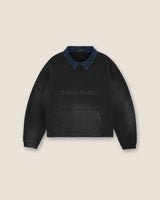 Denim Collar Sweatshirt