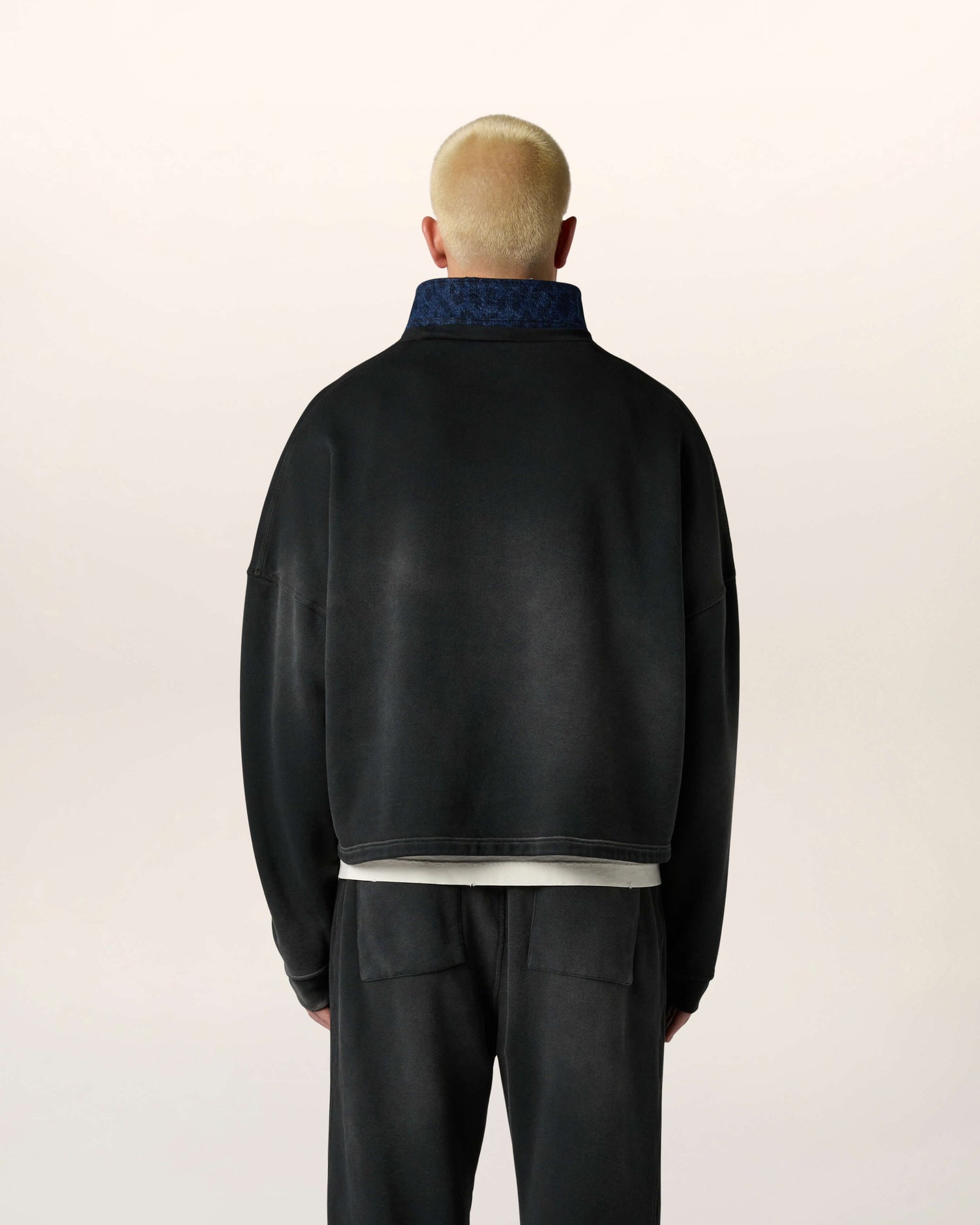 Denim Collar Sweatshirt