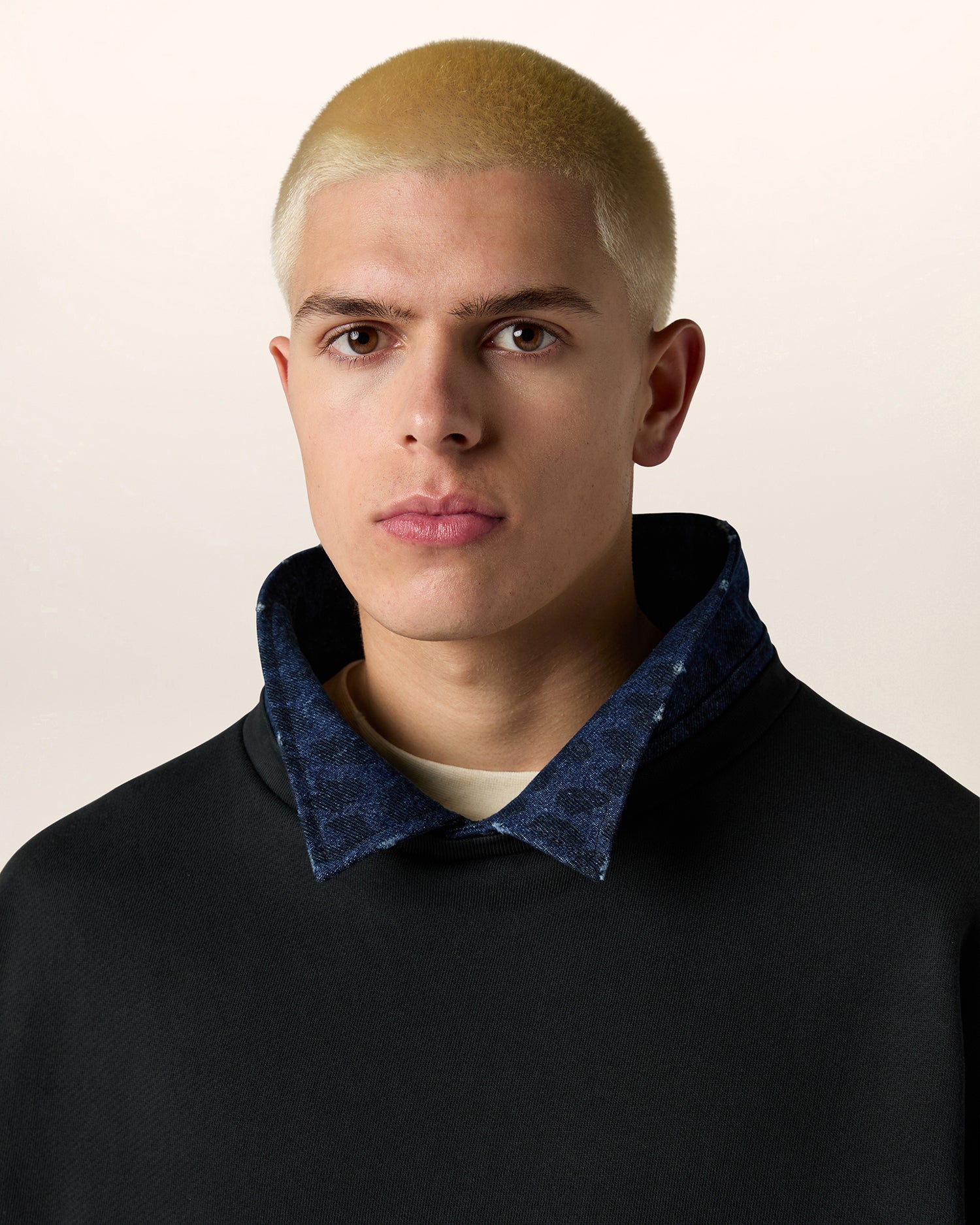 Denim Collar Sweatshirt